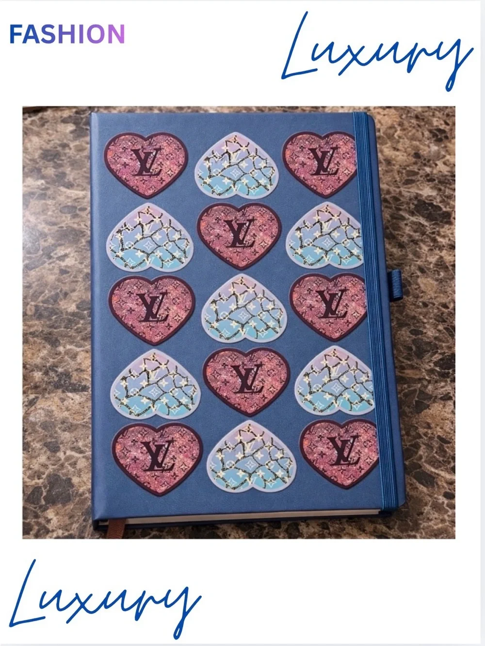 NOTEBOOK: Blue Featuring Bluish/Purple & Brownish/Pink Hearts, NWOT